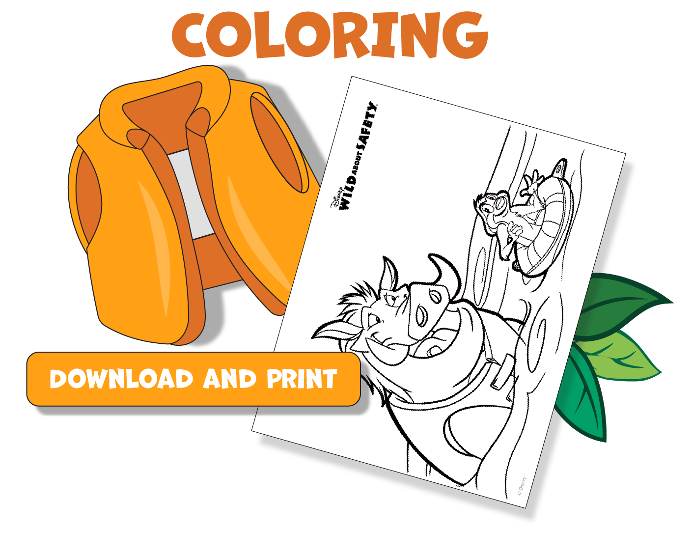Download and print coloring page of Timon and Pumbaa in the water